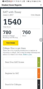 U.S. Best Tutors student score 1540 in SAT